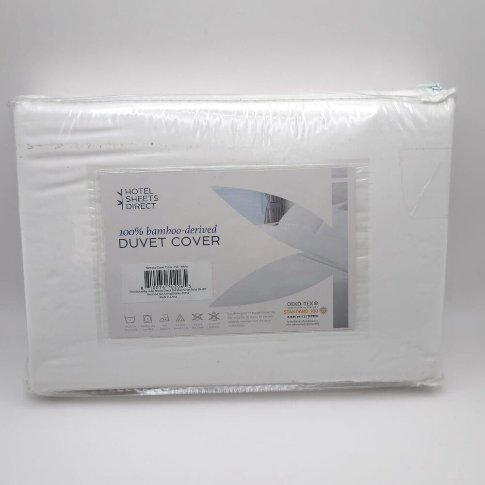 New HOTEL SHEETS DIRECT‎ 100% Bamboo Duvet Cover Set Full White OEKO-TEX